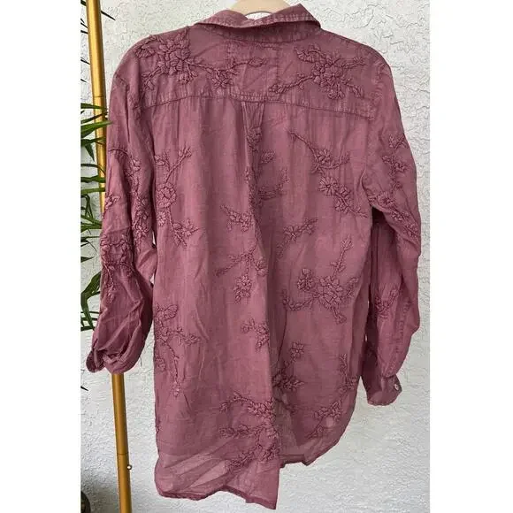 NWT Anthropology by Kyla Seo Jo Buttons Up Cotton Embroidered Shirt Size Small - Picture 3 of 12